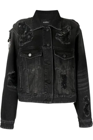 GOEN.J Veste en jean à effet usé