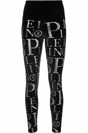 Philipp Plein Legging taille-haute en velours à logo imprimé