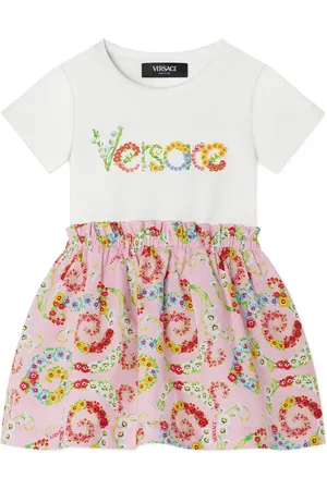 VERSACE Robe Floral Swirl à manches courtes