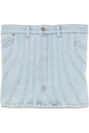 MUGLER Haut en jean à détails de coutures