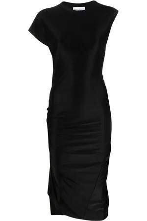 Paco rabanne Robe mi-longue drapée à design asymétrique