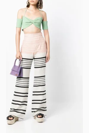 Bambah Pantalon rayé à taille haute