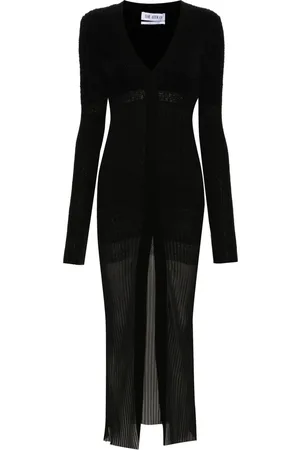 The Attico Robe mi-longue nervurée à col v
