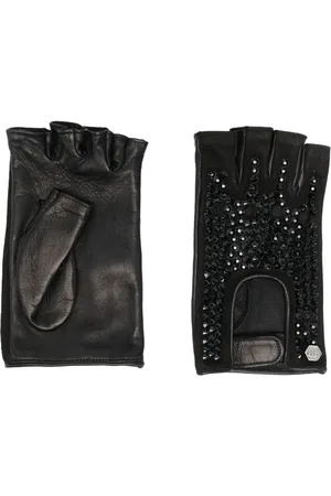 Philipp Plein Gants en cuir à ornements en cristal