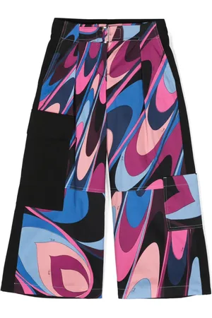 PUCCI Junior Pantalon ample en soie à imprimé Marmo
