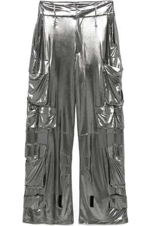 AMEN Pantalon en effet métallisé à poches cargo