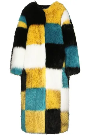 Dolce & Gabbana Check-pattern faux-fur coat