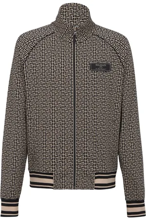 Balmain Veste bomber zippée à logo en jacquard
