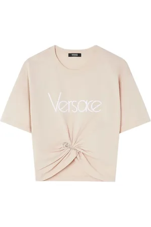 VERSACE T-shirt crop à détail d