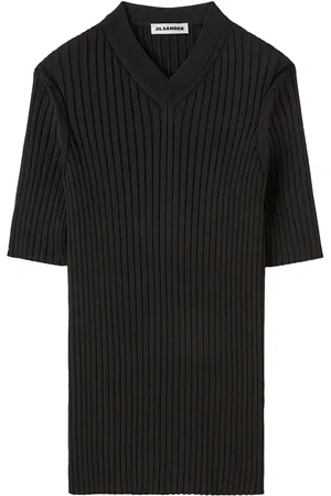 Jil Sander T-shirt nervuré à col v