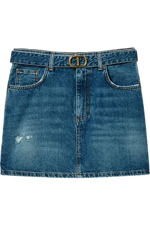 Twin-Set Jupe en jean à plaque logo