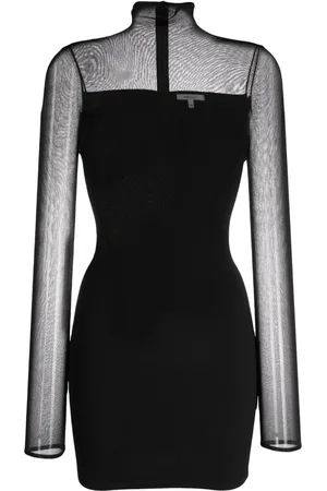 Nensi Dojaka Robe courte à col roulé et empiècement transparent