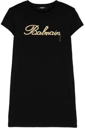 Balmain Robe en coton à logo brodé