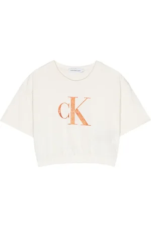 Calvin Klein T-shirt crop à logo pailleté