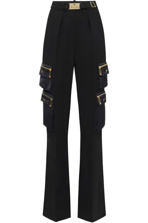 Elisabetta Franchi Pantalon droit à taille ceinturée