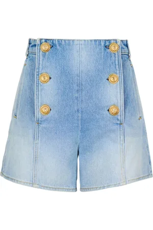 Balmain Short en jean à boutons logo