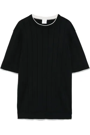 ELEVENTY T-shirt à bord en maille nervurée