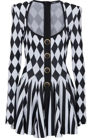 Balmain Robe en maille intarsia à coupe courte
