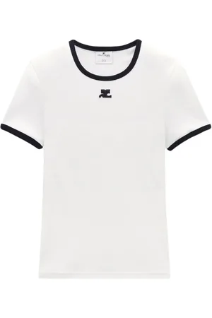 Courrèges T-shirt en coton à bords contrastants