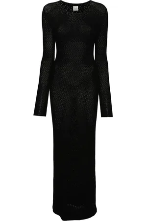 Totême Robe longue en crochet à manches longues
