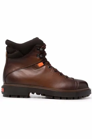 santoni Bottes de montagne lacées à effet usé