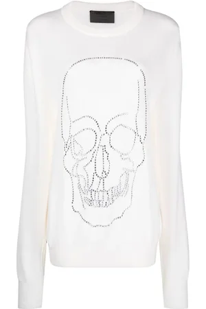 Philipp Plein Pull en cachemire à tête de mort cloutée