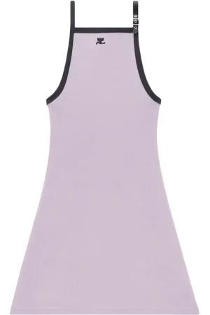 Courrèges Robe courte en coton à logo brodé
