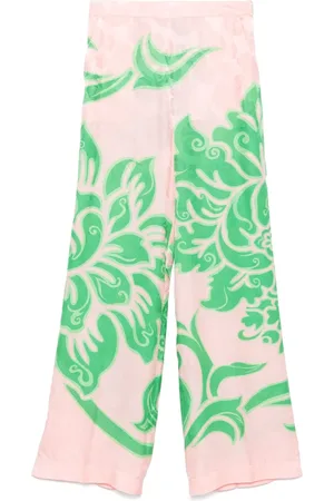 Etro Pantalon à roses imprimées
