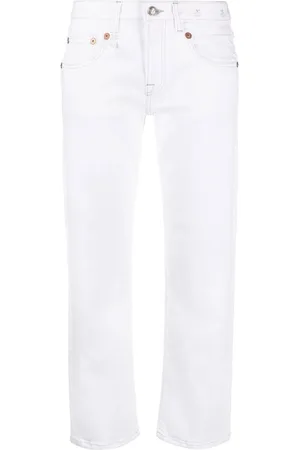 R13 Jean droit à effet usé