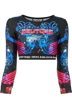 VERSACE Haut crop à logo imprimé