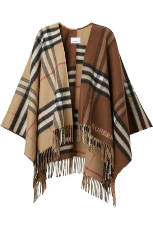 Burberry Cape frangée à carreaux