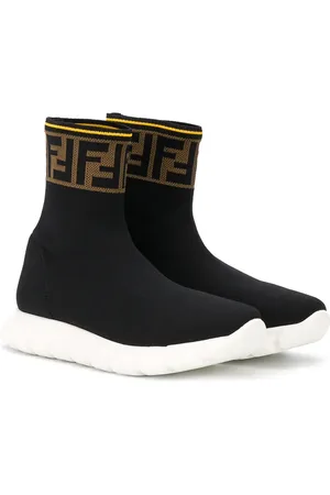 Fendi Baskets montantes en maille à empiècement monogrammé