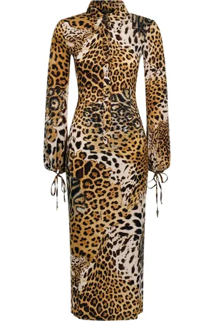 Roberto Cavalli Robe mi-longue à imprimé léopard