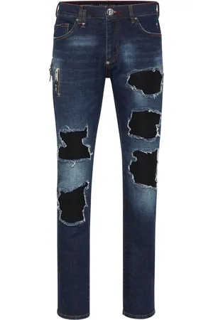 Philipp Plein Jean skinny Rock Star à empiècements côtelés