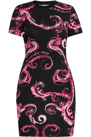 VERSACE Robe courte à imprimé Chromo Couture