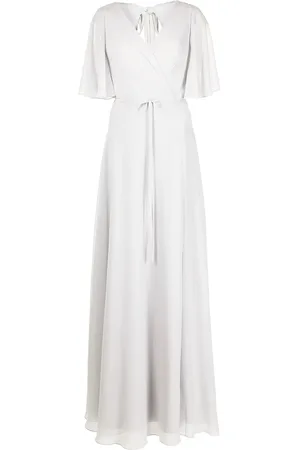 Marchesa Notte Robe longue à manches drapées