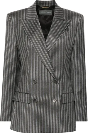 Alberta Ferretti Blazer en flanelle à boutonnière croisée