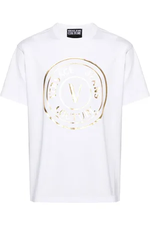 VERSACE T-shirt en coton à logo imprimé