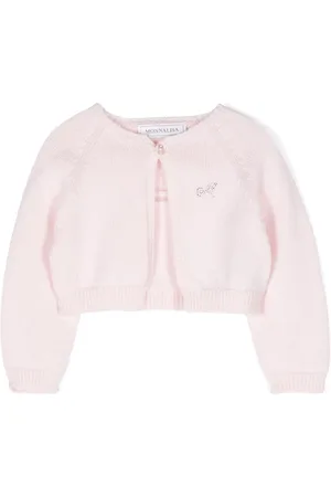 MONNALISA Cardigan en laine à logo orné de cristaux