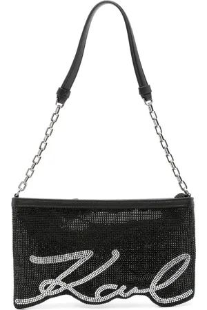 Karl Lagerfeld Sac porté épaule en cuir à logo strassé