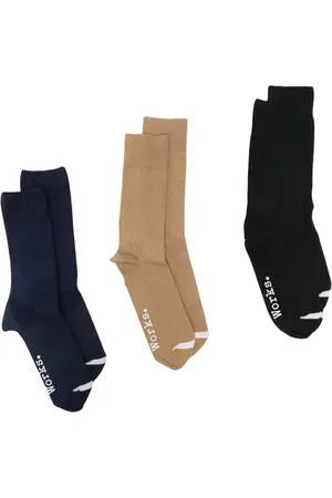 Universal Works Lot de trois paires de chaussettes à logo imprimé