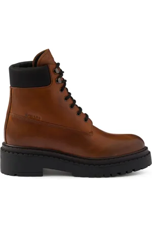Prada Bottines en cuir et Re-Nylon