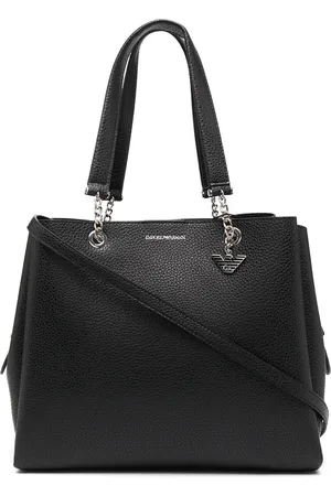 Emporio Armani Sac cabas grainé à plaque logo