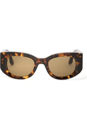 Victoria Beckham Lunettes de soleil ovales à effet écaille de tortue