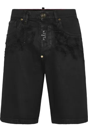 Philipp Plein Short en jean à effet usé