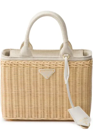 Prada Sac Wicker médium à logo triangle