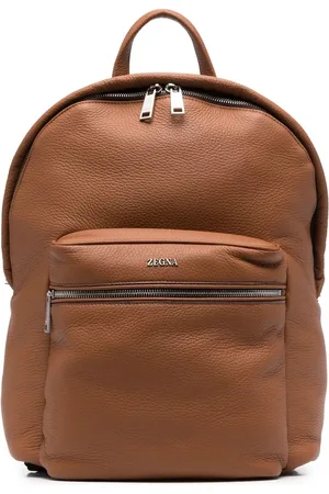Ermenegildo Zegna Sac à dos en cuir à plaque logo