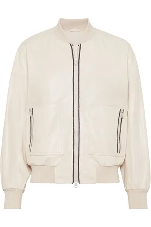 Brunello Cucinelli Veste en cuir à ornements de perles