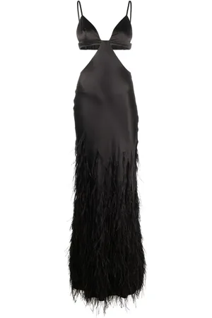 Cult Gaia Robe longue Raisa à détails de plumes