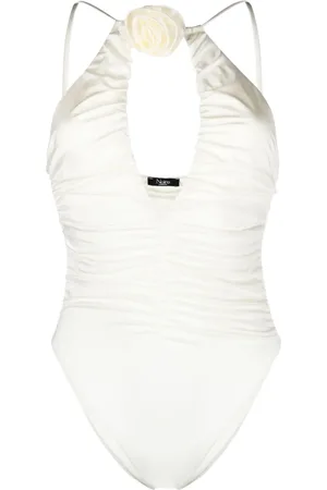 Noire Swimwear Maillot de bain à fleur appliquée